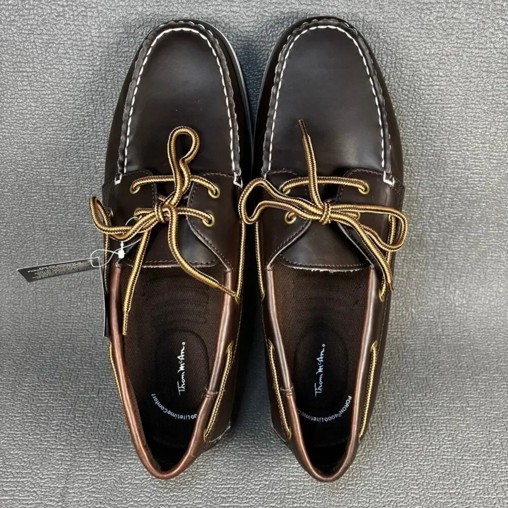 🔴 Thom McAn Bruce Men`s Size 11 Brown Casual Boat Shoes 20281